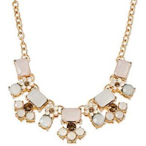 Women's Statement Short Necklace w/ Stone & Flower Cluster - Multi/Gold (12"